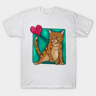 Funny cat with heart balloon T-Shirt